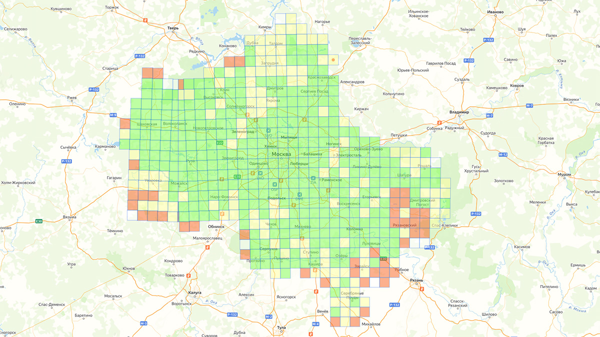Карта атласа Московской области (пример визуализации)